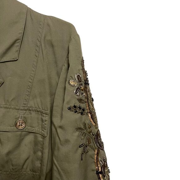 Chico's Embellished Military Inspired Artisan Utility Jacket Size 2 or MED - Picture 2 of 8